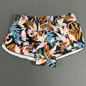 Billabong Womens Floral Dolphin Shorts Black Multicolor Beach Size Medium